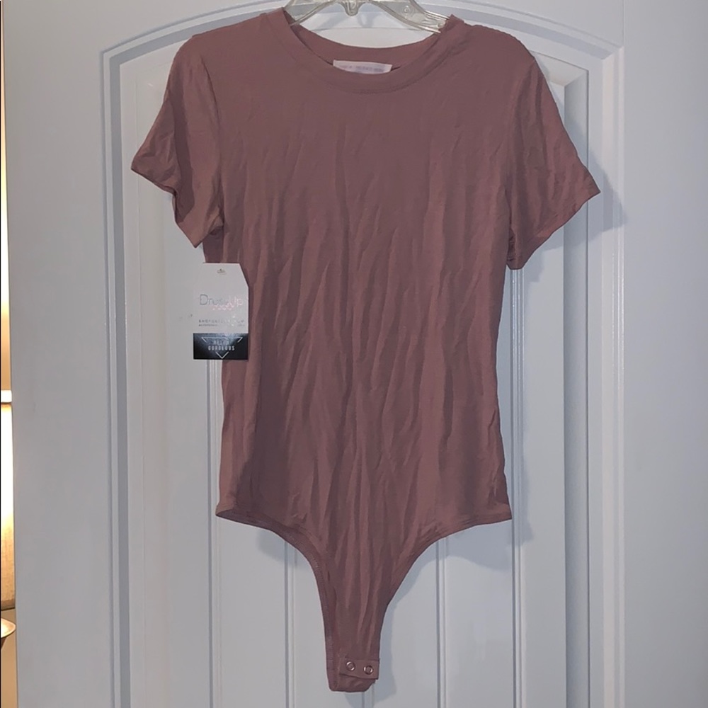 Blush bodysuit high neck t shirt pink